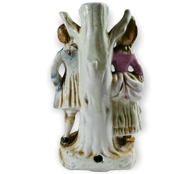 Vintage French Colonial Couple Ceramic Figurine Lamp Base Japan 8in Decor - Picture 3 of 6